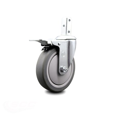 Service Caster 5 Inch Thermoplastic Rubber Swivel 3/4 Inch Square Stem Caster Total Lock Brake SCC-SQTTL20S514-TPRB-34